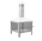 foyer 34 po extérieur inox épais, foyer extérieur inox carré 34 pouces, foyer carre extérieur gros, foyer cheminée feu de camp inox, foyer ls bilodeau