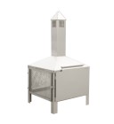 34 in Square outdoor stainless steel fire pit, 34 inches squared fire place wind breaker, stainless steel fire place outdoor, ls bilodeau fire pit