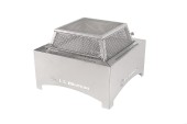 LS Bilodeau's camping Baron BBQ outdoor fireplace in stainless steel, Baron fire place, stainless fire pit, ls bilodeau fire pit